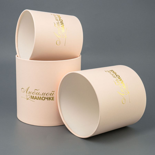 Набор коробок 3в1 "Цилиндр",H18хD18/H16хD16/H14хD14см, без крышки, цвет персиковый, Микрос/Ч37473