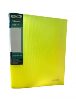 Папка с 20 вкладышами А4, WENZER OFFiCE "PRISMA NEON" 600 мкм, 20 мм, эффект 3D, желтый