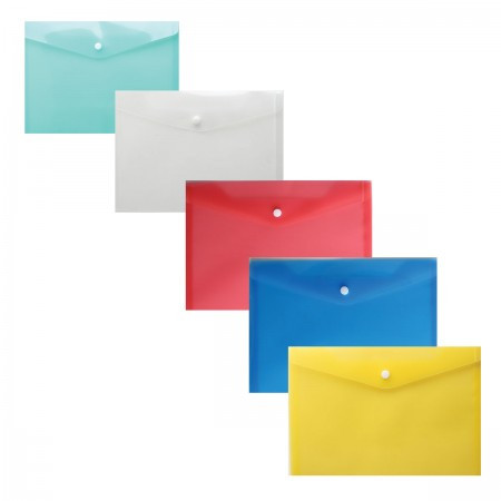 Папка-конверт на кноп А5 (170*230мм) 0,18мм deVENTE 3071414 п/прозр ассорти