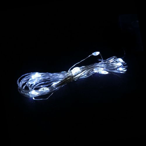 Лента светодиодная белая (холодный свет) 50 лампочек 5 м на батарейках, Микрос Лента светодиодная белая (холодный свет) 50 лампочек 5 м на батарейках, Микрос
