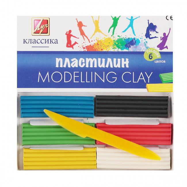 Пластилин 6 цветов, 120гр, стек, картонная коробка Классика Луч (40)