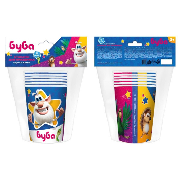 Бумажные стаканы «Буба»  набор из 6шт, Умка