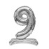 Шар ЦИФРА 9 32" на подставке серебро 80 см /К