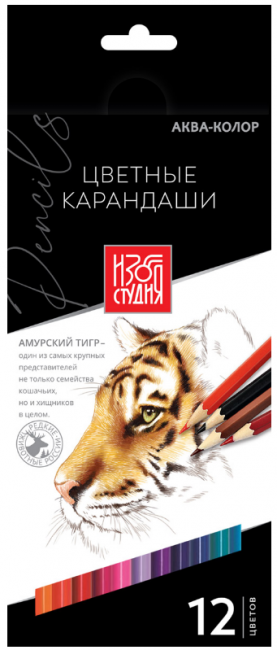 Набор цветных карандашей 12цв "Изостудия" Аква-колор (8/48)