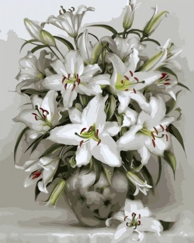 Картина по номерам "Рисование по номерам". RK008 "Букет белых лилий" 40*50