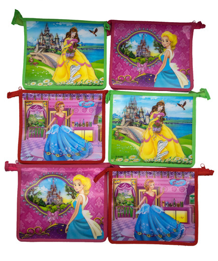Папка для тетрадей  1 отделение А5 молния сверху CK-28 "Прекрасная принцесса" пластиковая, с 3D-эффектом, цвета ассорти ZY-2203 (3/12/360)