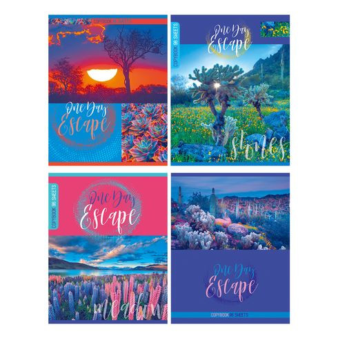 Тетрадь общая А5 скоба 96л. клетка "One day escape" (ассорти) BG (5/50)