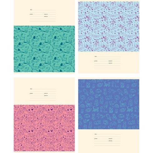 Тетрадь школьная А5 скоба 12л. крупная клетка "Kids pattern" (ассорти) BG (20/240)