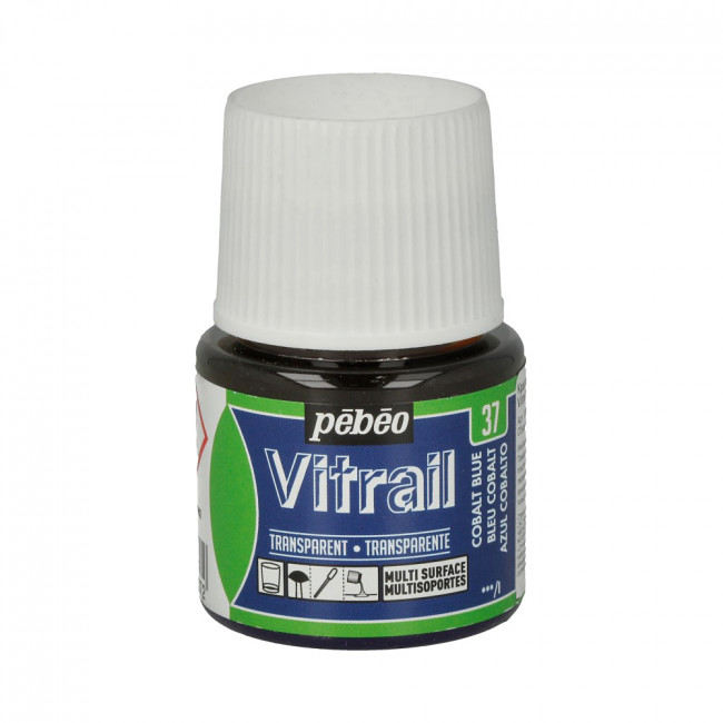 Краска 45мл для стекла и металла  лаковая прозрачная, кобальт синий, Vitrail PEBEO/ 050-037