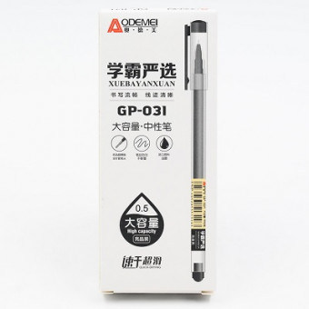 Ручка гелевая 0,5мм черная, увелич.запас чернил, Aodemei /GP-031 (12)