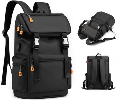 Рюкзак  1862 Черный 42*27*14см, полиэстер, 1 отделение, 4 наружных кармана, 2 внутренний, в пакете (1/10)