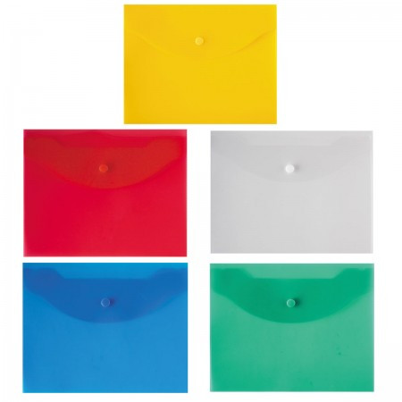 Папка-конверт на кноп А5 (190*240мм) 0,18мм deVENTE 3071813 п/прозр ассорти