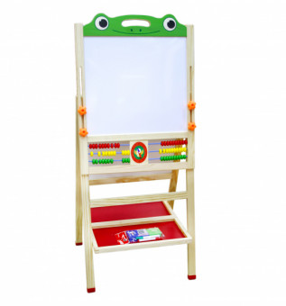 Доска деревянная двухсторонняя на ножках, счеты+маркер+мел+губка, Asmar