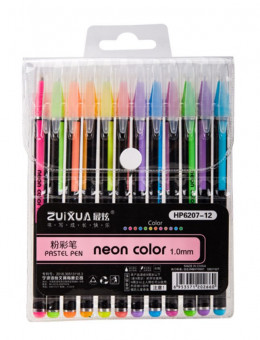 Набор гелевых ручек, 1,0мм 12цв ароматизированные, неоновые, ZUIXUA/HP6207 Набор гелевых ручек, 1,0мм 12цв ароматизированные, неоновые, ZUIXUA/HP6207