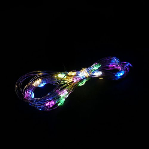 Лента светодиодная многоцветная  30 лампочек 3 м на батарейках, Микрос