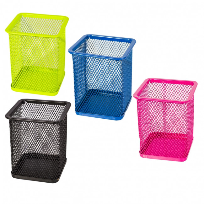 Стакан металлический квадрат, цвет ассорти, WENZER OFFiCE /804C