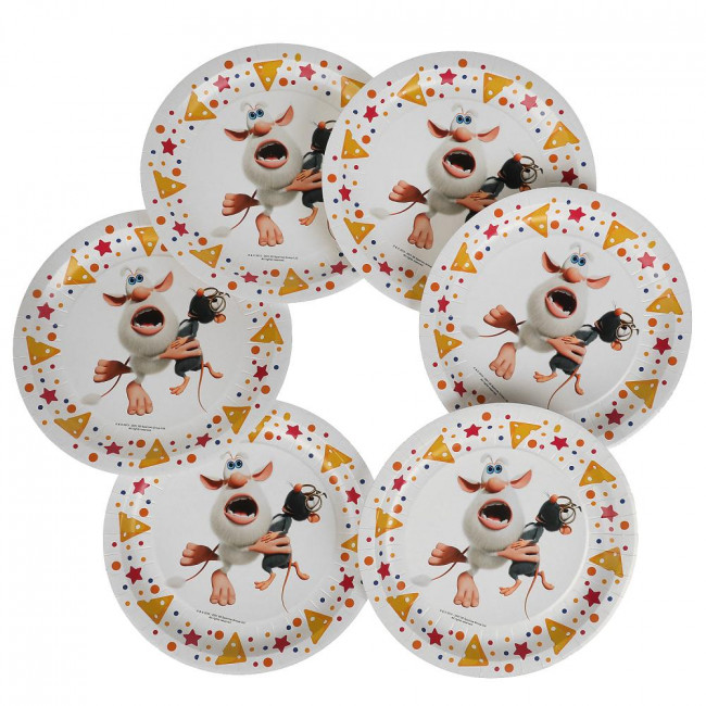 Одноразовые бумажные тарелки «Буба» 6 шт, 23 см, Умка Одноразовые бумажные тарелки «Буба» 6 шт, 23 см, Умка