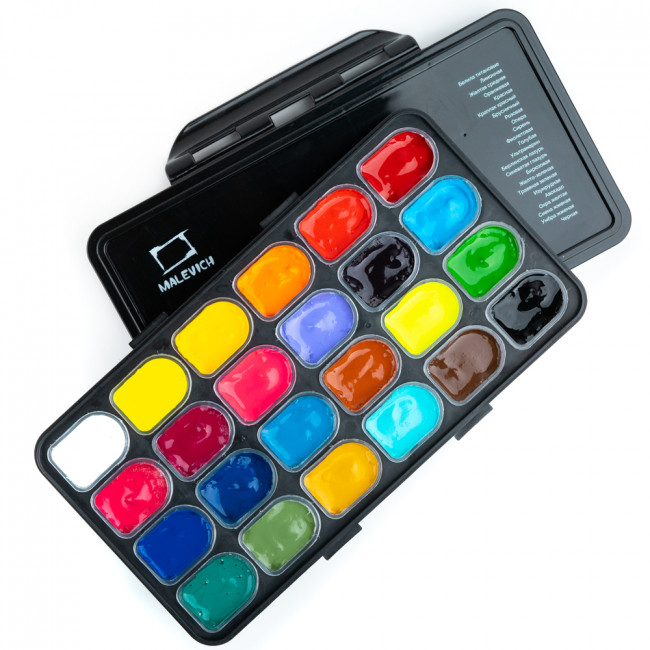Набор гуаши Малевичъ в пенале, 24 цвета по 30 мл, 620046