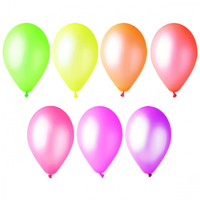 Воздушные шары размер 12, неоновые цвета, ассорти, (100)