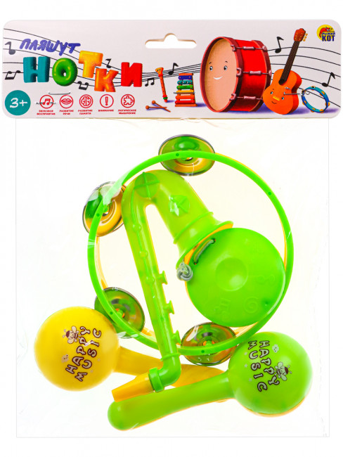 Набор музыкальных инструментов "Веселые мелодии-1" (5 предметов, цвет микс,в пакете) (Арт. ИМ-5842)