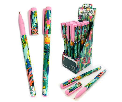 Ручка шариковая синяя 0,7мм "FASHION Тропики" на масляной основе, VINSON CO-20 (20/20/800)