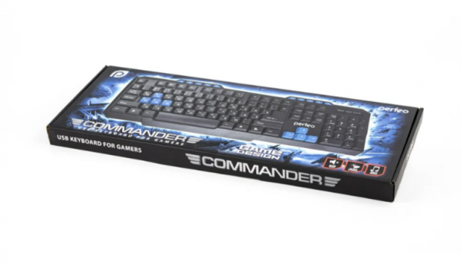 Клавиатура "COMMANDER" Multimedia, USB, чёрн, GAME DESIGN, Perfeo
