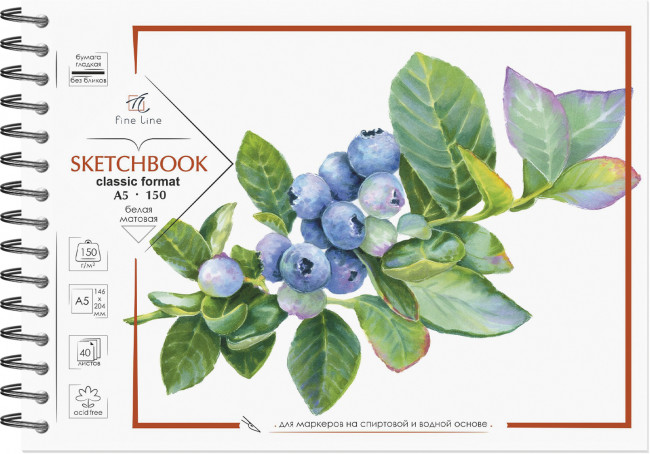 Блокнот-скетчбук А5 40л "Classic format 150" для маркеров спиртовых, на гребне, Полином/3442 (20) Блокнот-скетчбук А5 40л "Classic format 150" для маркеров спиртовых, на гребне, Полином/3442 (20)