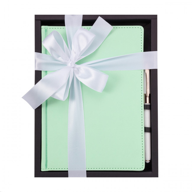Набор подарочный: записная книжка А5 "Velvet". зефирный мятный и ручка, BV/3-115/36-2