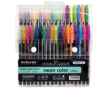 Ручки гелевые набор-36 цв. CD-806 "Neon Color" ассорти 1мм, 6107-36 двухрядные (1/10/80)