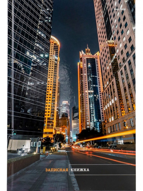Записная книжка А4 120л клетка "Ночная жизнь города", 7БЦ, склейка, Проф-Пресс/120-6746 (10)