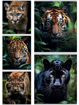 Тетрадь 48 линия "Взгляд диких кошек" скрепка, Проф-Пресс/48-4806 (5/100)