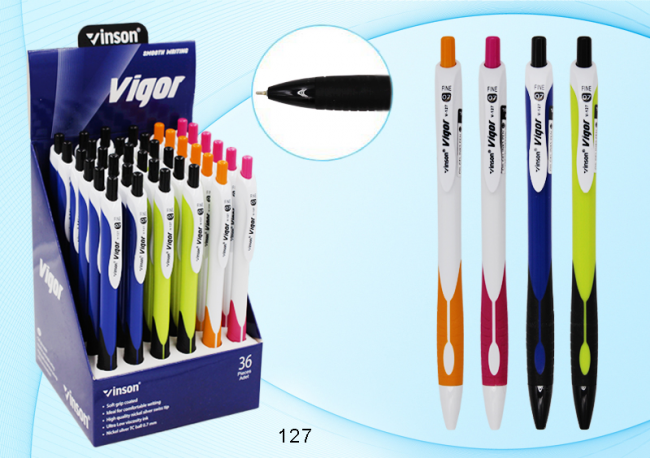 Ручка шариковая 0,7мм чёрная на масляной основе, прозрачный серый корпус, PIANO (12)