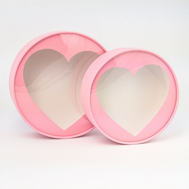 Набор коробок 2в1 "Сердце", d18-21см, цвет розовый, Микрос/Ч37465
