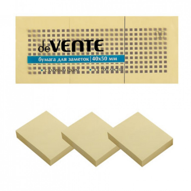 Бумага для заметок самокл 40*50 100л deVENTE 2010304 цена за 3шт желт