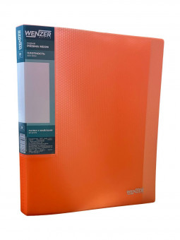 Папка с 20 вкладышами А4, WENZER OFFiCE "PRISMA NEON" 600 мкм, 20 мм, эффект 3D, оранжевый