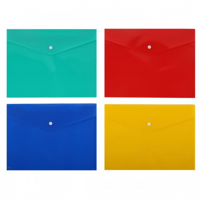 Папка-конверт на кноп А5+ (170*235мм) 0,18мм deVENTE 3071711 п/прозр ассорти (20/120)