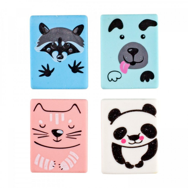 Ластик 35х45х9мм  "HappyGraphix. Милашки-мордашки", 4 цвета ассорти, BV/42-0034 (36)