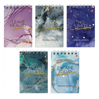 Блокнот А7 40л клетка "Мрамор", 5 видов ассорти, BV/3-40-763 (50)