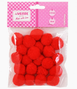 Набор помпонов 25мм для творчества, цвет красный, 20шт, VENTE/8000024 (12)