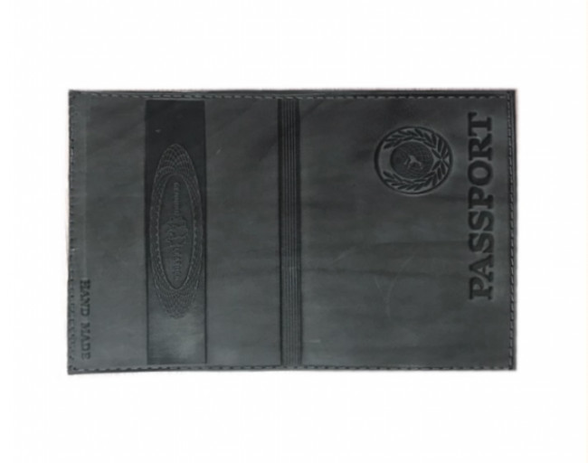 Обложка на паспорт WENZER OFFiCE из натуральной кожи "краст" с тиснением Passport, серый