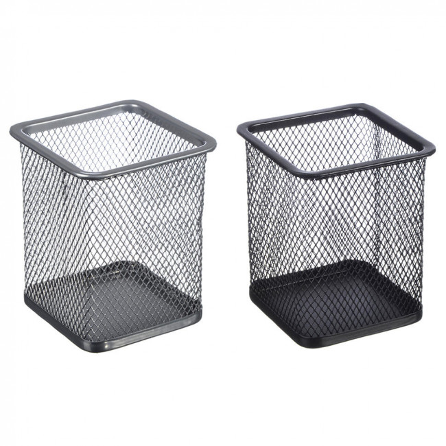 Стакан металлический квадрат, цвет ассорти, черн., серый, WENZER OFFiCE /804