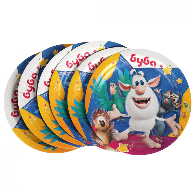 Одноразовые бумажные тарелки «Буба» набор из 6шт, 18см, Умка