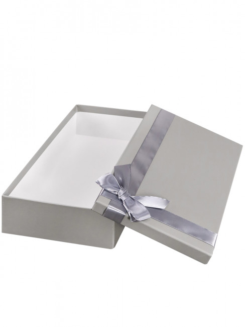 Набор прямоугольных коробок  "Однотонные серые с лентой (сер.)"3в1(19х12х7,5-15х10х5см) КОР-4551