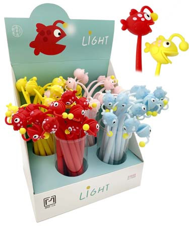 Ручка фигурная гелевая "Рыбка-удильщик" (син) 0,5мм, игольчатый стержень. прорезиненный корпус, цвета ассорти, CM-73  Z20085 (48/48/1728)