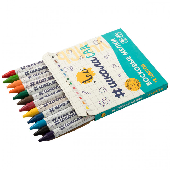Восковые мелки 12цв "Учись",  Лео/LCS-12 Восковые мелки 12цв "Учись",  Лео/LCS-12