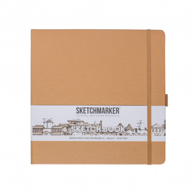 Блокнот для зарисовок 140г/кв.м 20*20см 80л, твердая обложка, капучино, Sketchmarker/23147305SM