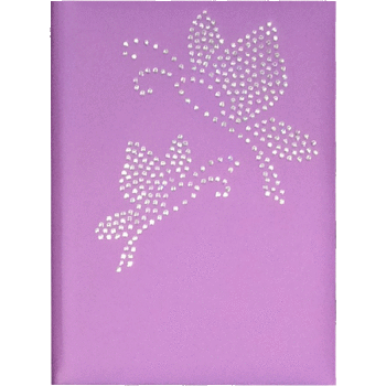 Записная книжка "deVENTE. Butterflies on the lilac" A5 (145 ммx205 мм) 160 стр, белая бумага 70 г/м² в клетку, печать в 1 краску, твердая обложка из искусственной кожи c поролоном, стразы, 1 ляссе