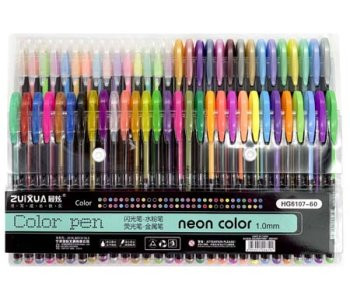 Ручки гелевые набор-60 цв. CL-67  "Neon Color" ассорти 1мм, 6107-60 двухрядные (1/6/48)