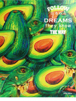 Тетрадь А5+ 80 клетка "Хамелеоны и авокадо", на кольцах, Prof-Press/80-2946