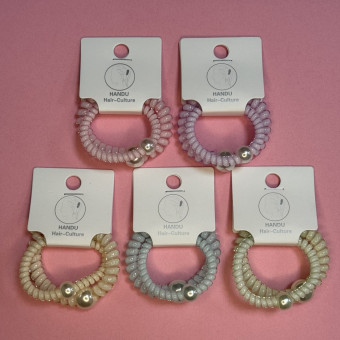 Набор резинок для волос, 2шт, спираль с бусиной, Магистр/MAG5-HB-20